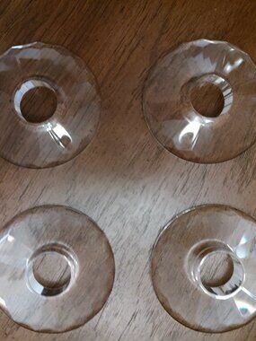 FOUR LEAD CRYSTAL BOBECHES WEIGHTED 3"D WITH 7/8" CENTER HOLE NEW ITEMS